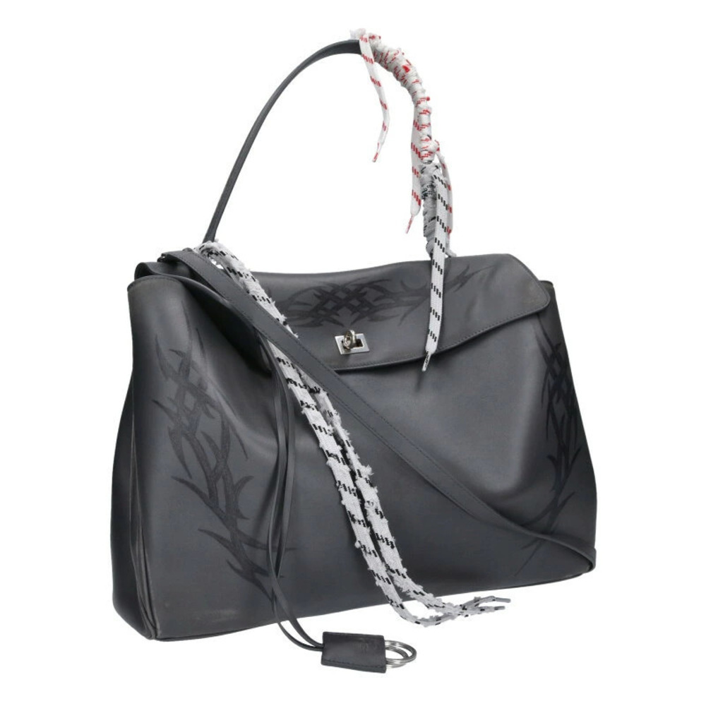 Balenciaga Rodeo Leather Handbag Gray Tone